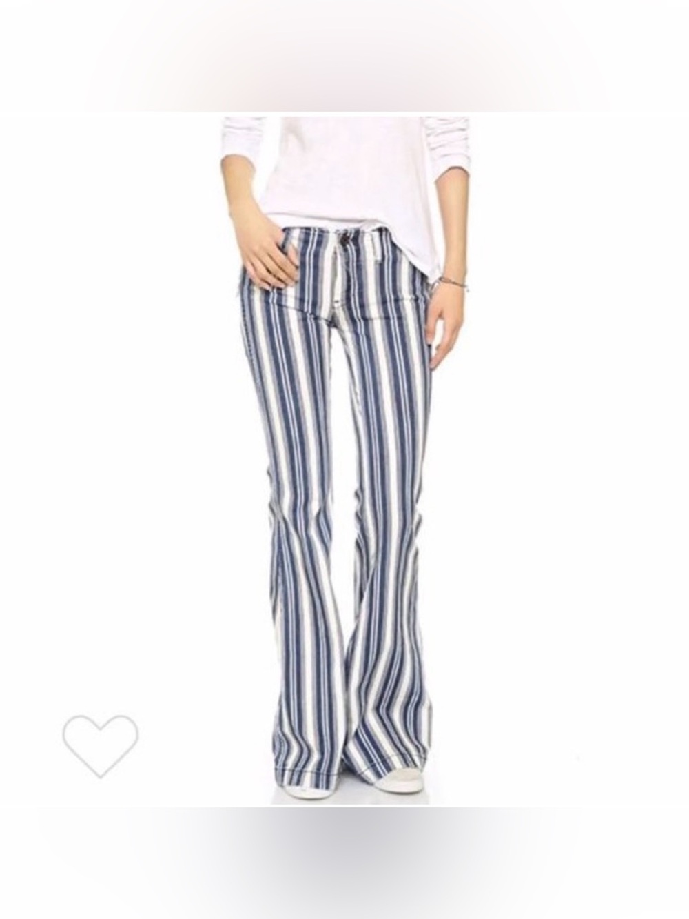 Free People Jolene Bell
Bottoms Stripe Pant in White
Indigo Hip Huggers Boho 30 - Picture 2 of 14